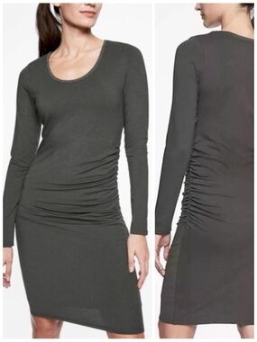 athleta carefree long sleeve dress Athleta Black carefree long sleeve fitted above knee Cotton spandex Dress Medium